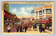 Long Beach CA-California, A Daily Scene on the Pike, c1942 Vintage Postcard picture