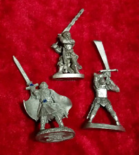 Vintage Lot of 3 Knight Statues, Wearing Armor, Holding Swords, Pewter Figurine picture