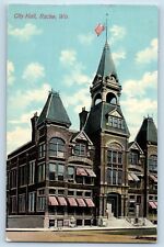 Racine Wisconsin WI Postcard City Hall Exterior Building c1912 Vintage Antique picture