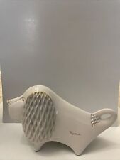 VTG Rare Unique Piercardi Signed White + Gold detail Cute Porcelain Dog picture