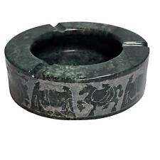 Vintage 60s Mid-century Stone Ashtray Green Black Marbled Asian Japanese Design  picture