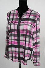 Harley Davidson Women's Top Plaid Semi Sheer Pullover Long Sleeve Size Large picture