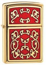 Rare Retired    Brass Red Imperial Filigree Zippo Lighter  picture