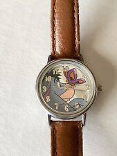 Vintage Disney Seiko Eeyore Butterfly Watch - New Battery Leather Band picture