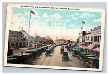 Postcard Redondo Beach California Business and Amusement District Street Scene picture