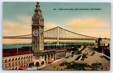Postcard CA 1945 San Francisco Ferry Building Linen View Vtg O6 picture