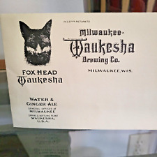 Vivid Fox Head Waukesha Corporate Envelope, Milwaukee-Waukesha Brewing Co. picture