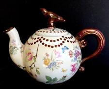 MACKENZIE-CHILDS CHELSEA LUSTER TEAPOT BIRD FINIAL DOT FLORAL picture