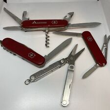 Lot of 4 Pocket Knives Victorinox Swiss Army Camping + Leatherman Micra picture