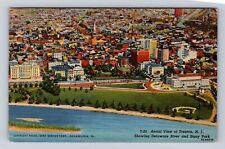 Trenton NJ-New Jersey, Aerial Delaware River, Stacy Park, Vintage c1989 Postcard picture