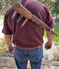 Plains Indian Style 3 Blade War Club Reproduction Tooled Black Walnut Handle picture