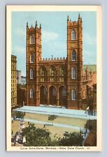 Montreal Quebec-Canada, Notre Dame Church, Antique Vintage Souvenir Postcard picture