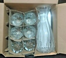 Vintage Diamante 7 Piece Set  1 Carafe & 6 Juice Glasses  IN BOX picture