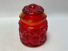 Vintage LE Smith Moon & Stars Amberina Canister Small 5” Glass 1970’s picture
