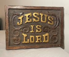 antique hand carved gilded Jesus Christ Lord wood wall sculpture religious art picture