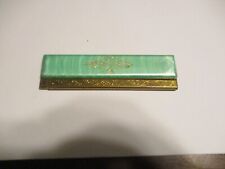Vtg thin brass with green bakelite handle men's 4'' flip open 8'' pocket comb picture