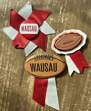 Vintage 1950s/60s WAUSAU High School Football Sports Ribbon Pins Wisconsin picture