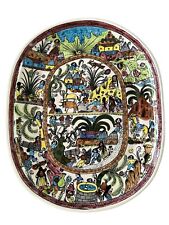 Large Guerrero Mexican Pottery Oval Platter Signed by Artist Jesus Roman Diego picture