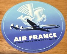Vintage  Aviation Air France Constellation Airplane Art Deco Luggage Label 1950 picture