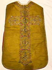 Antique Silver/GOLD Embroidered Chasuble Priest Vestment Silver handwoven base picture