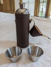 Macallan Whiskey Leather Flask | 7” with Metal Shot Glasses | Vintage Circa 2003 picture