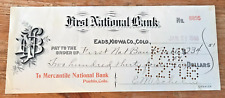 Antique 1908 Bank Check Eads Kiowa County Colorado First Mercantile National picture