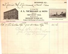 Nicholson & Sons Henderson KY 1920 Billhead Cold Storage for Hot Stuff Coal picture