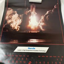 Vintage 1985 NASA  Space Calendar Poster Manville Insulation Technology Shuttle picture