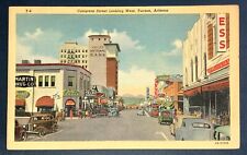 Postcard Tucson Arizona Congress Street Looking West Drug Stores Bank Cars 1942 picture