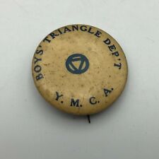 YMCA Boys Triangle Dept Pinback Button Pin Badge Vintage LA Hoegee Rare Antique picture