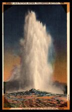 Postcard Yellowstone Natl Park Wyoming WY Old Faithful Geyser 1948 Curt Teich  picture