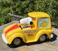 Vintage Snoopy Woodstock Taxi Cab Peanuts Aviva Motorized Friction Toy WORKS picture
