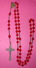 Antique vintage ruby glass rosary, Roma, 19