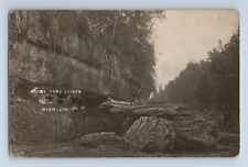 c.1913 Rocky Fork State Park Cliffs RPPC Highland Co Hillsboro Ohio Log Boulder picture