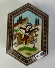 Vintage Persian Hand Painted Lacquered Wooden Trinket Box Jewelry Box 6 Sides picture
