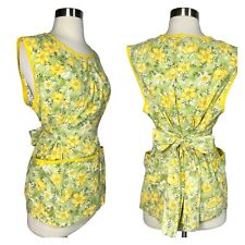 Vintage 60s Floral Apron One Size S-L Tie Waist Pockets Handmade Mid Century MCM picture