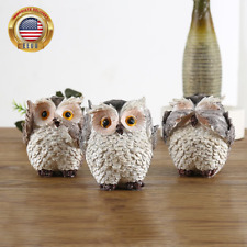 3PCS Owl Statues Home Décor, Cute Owl Figurines for Shelf, Living Room Bedroom O picture