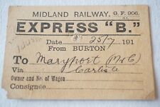 c1910s Midland Railway Wagon Label Burton Maryport Carlisle picture