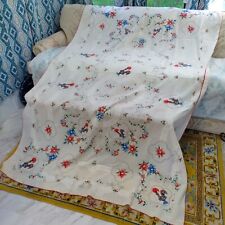 Vintage 57 X 90 Rectangular Portugal Rooster Floral Cotton Tablecloth picture