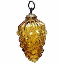 Rare Antique German Unsilvered Mercury Glass Kugel Ornament Amber Gold Grapes 3