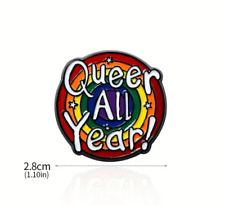 1pc Creative Colorful QUEER All Year Rainbow Disc Brooch picture