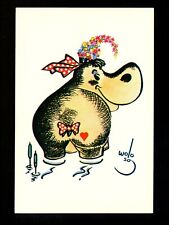 Restaurant postcard California CA San Francisco Hippo Hamburgers artist signed picture
