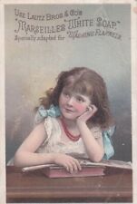 Acme Soap Marseilles Girl Pondering Reading Book W W Hough Boonville NY c1880s picture
