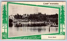 1946 SUMMER CAMP WANAKA KIWANIS BEACH AVERILL PARK NY LAKE DIVING BOARD POSTCARD picture