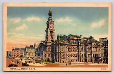 Syndey, Australia, Town Hall Building, New South Wales, Vintage Linen Postcard picture