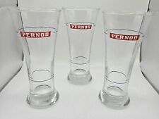 PERNOD LIQUOR VINTAGE  TALL GLASSES Set Of Three Red Logo  picture