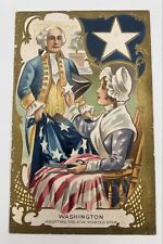 George Washington Adopting The Five Pointed Star Gold Embossed Postcard picture