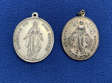 2 x Silver Tone Metal Religious Pendants - Pre-Loved Vintage - Size 3 cm Approx picture