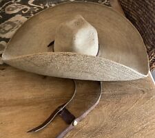 Vintage • Antique Mexican Sombrero with Leather band + Chin Strap 23” picture