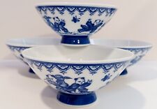 Set Of 4 Japanese Hirado 5 Boys Playing Blue And White Porcelain Bowls picture